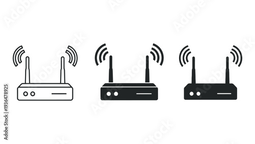 Three wireless routers with different design styles