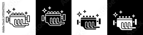 Engine black and white icon design concept