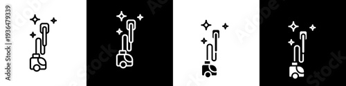 Vacuum cleaner black and white icon design concept