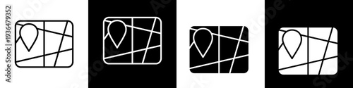 Location black and white icon design concept