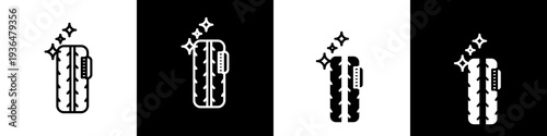 Tire cleaning black and white icon design concept