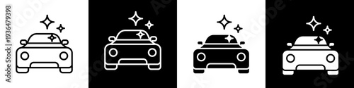 Car wash black and white icon design concept