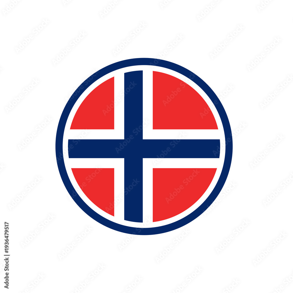 Obraz premium Norway Flag Circle Shape With Outline Icon