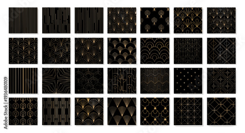 Collection of black textured tiles with various geometric patterns