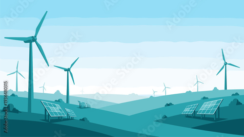 Renewable Energy Landscape: Wind Turbines & Solar Panels for Sustainable Power Solutions