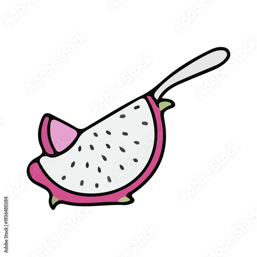 Dragon Fruit Slice Illustration