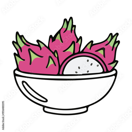 Dragon Fruit Bowl Illustration
