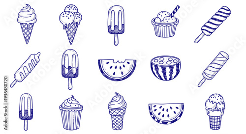 Collection of ice cream and popsicle illustrations