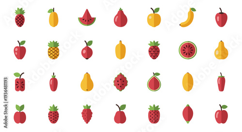 Collection of colorful fresh fruits arranged