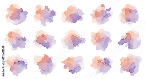 Collection of watercolor abstract blobs in pastel shades
