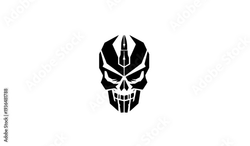 Abstract geometric skull bullet emblem vector icon for gaming brands
