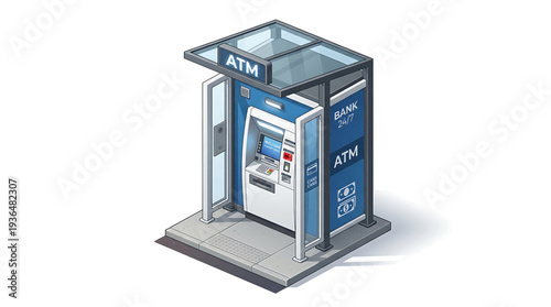 Automated Teller Machine (ATM) booth for convenient banking transactions and cash withdrawals