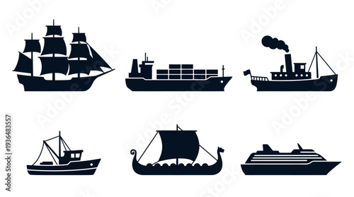 Collection of historical and modern ships