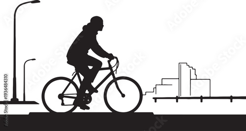 Cyclist Silhouette in Urban City