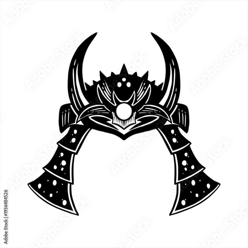 Traditional Black Samurai Helmet Kabuto Silhouette