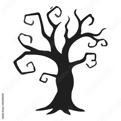 Spooky Twisted Tree Silhouette