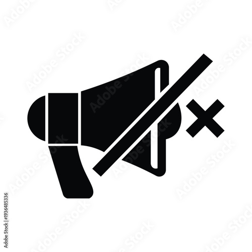 Megaphone icon with cross symbol