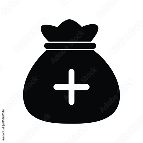 Money bag with plus symbol icon