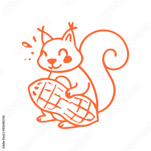 Cute Squirrel with Peanut Icon