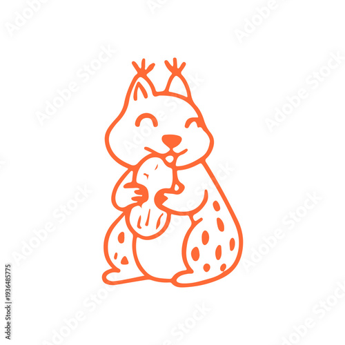 Cute Squirrel Eating Peanut Icon