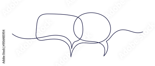 Sketch of talk bubble. Continuous one line icon for chat, dialogue