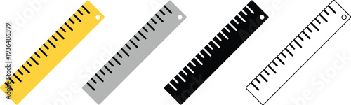 Set of ruler Icons measurement and drawing tools,  Rulers for education design school supplies vector Illustration.