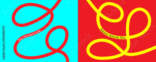 Set of fresh start of life concept backgrounds with dynamic fluid ribbons and inspirational typography