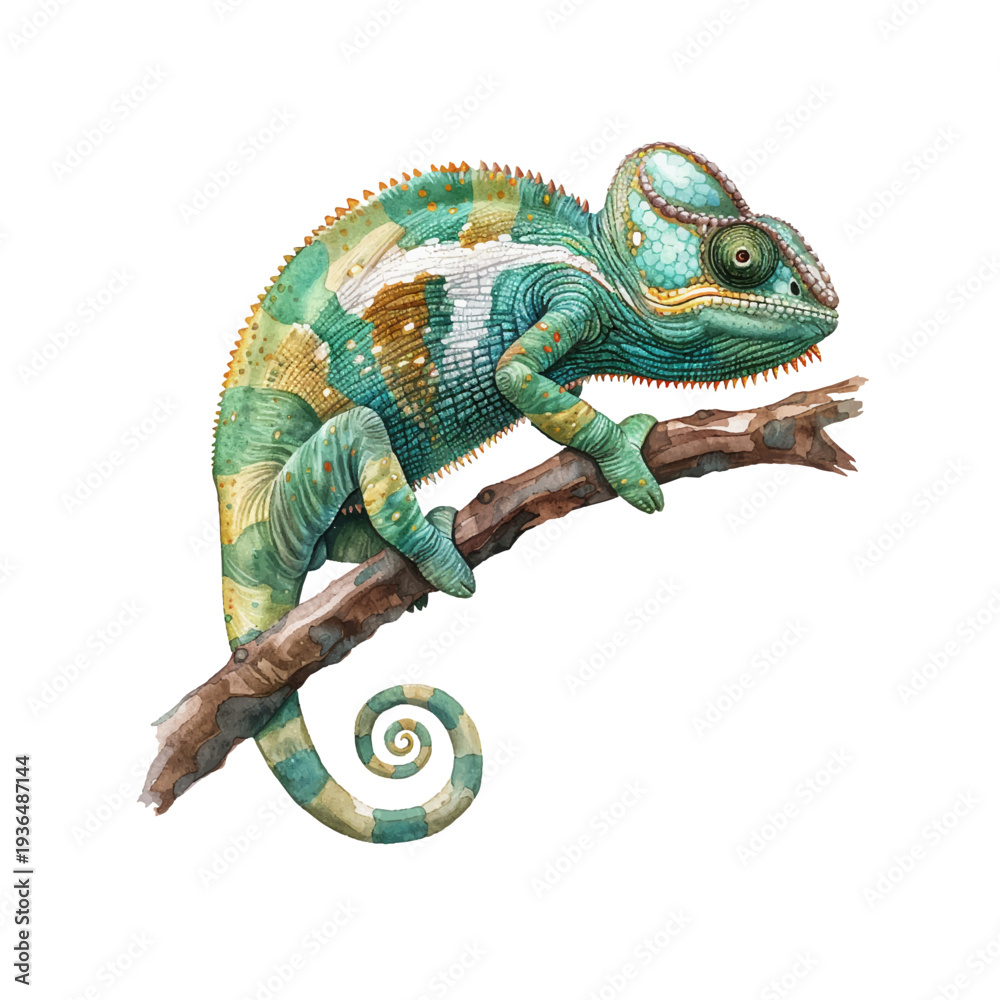 Obraz premium chemeleon hand drawn vector illustration