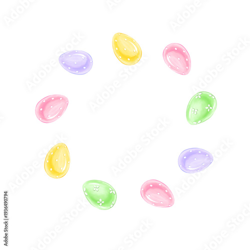 Easter wreath of colourful eggs