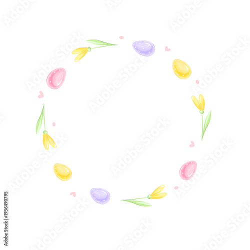 Easter wreath of colourful eggs