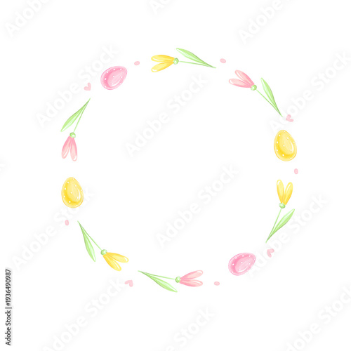Easter wreath of colourful eggs