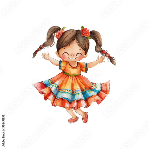child dancing salsa hand drawn vector illustration