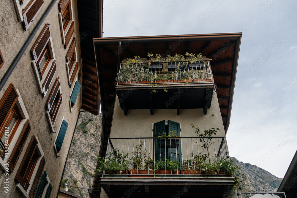 custom made wallpaper toronto digitalCharming balconies adorned with plants in the picturesque town of Limone sul Garda.