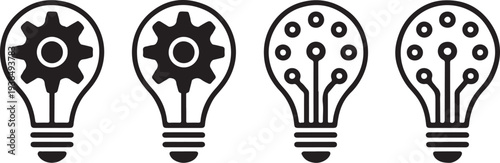 Innovative lightbulb ideas representing solutions technology development and mechanical engineering concepts for creative problem solving and progress advancements