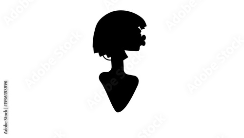 symbol of a black woman, black isolated silhouette