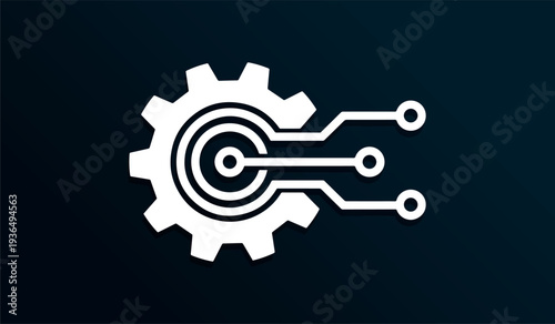 Vector gear with circuit board icon