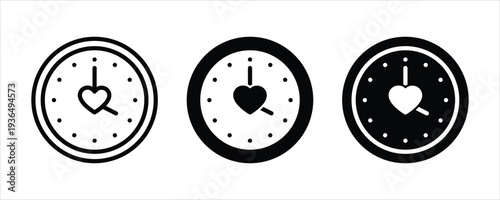 Lifespan icon with heart. Time of life pictogram. Favourite time vector icon design.