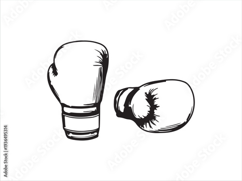 Two boxing gloves one intact and one damaged illustration design