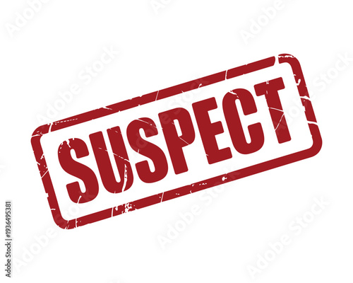 A red rubber stamp with the word SUSPECT on a white background