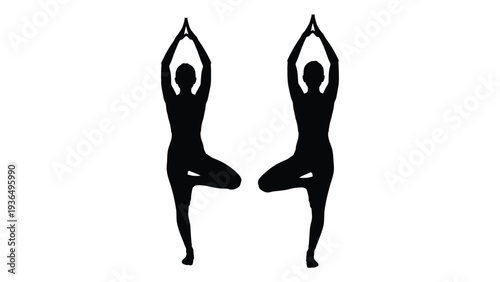 Two people doing a yoga pose together in a harmonious balance