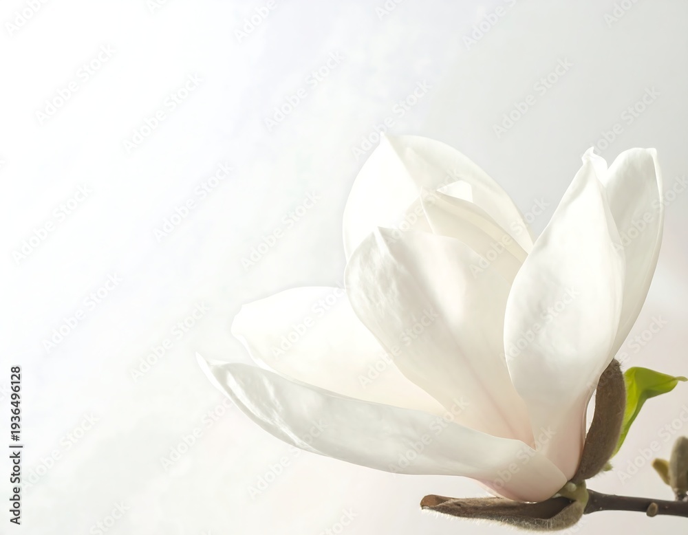 Fototapeta premium White Magnolia Flower on White Background.