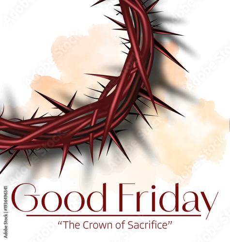Good Friday Poster with Crown of Thorns Illustration Symbolizing the Sacrifice of Jesus Christ