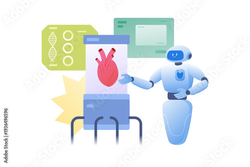 AI Robot Analyzing Human Heart for Digital Cardiology Diagnosis