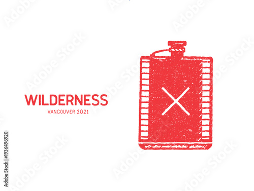 Red canteen icon vector with X mark