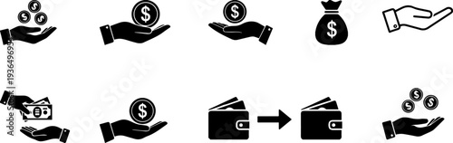 Set of 8 finance icons vector