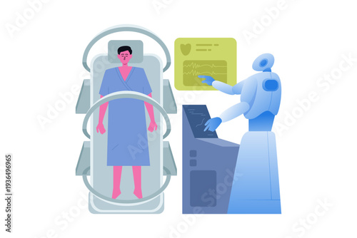 AI Robot Conducting Advanced Medical Body Scan in Hospital