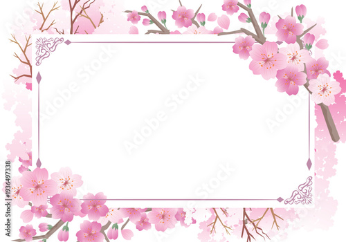 春の桜フレーム枠背景