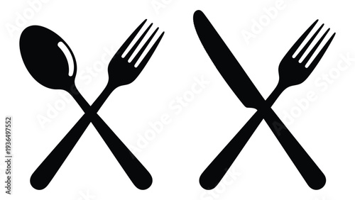 Crossed utensils for eating