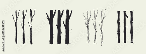 Hand Drawn Grunge Tree and Branch Elements Collection