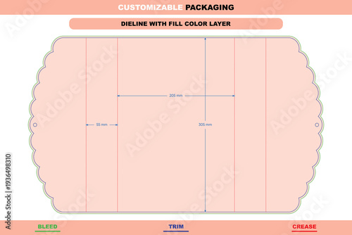 Arc cloud sleeve box dieline editable carton envelopes customizable stationery template folding structure printable trendy mockup design accurate die line pack
